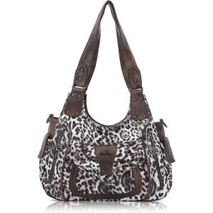 Angel Kiss Women’s Shoulder Bag Vegan Leather Hobo Purses and Handbags Satchel Tote Bags for Women with Adjustable Strap(Leopard Coffee)