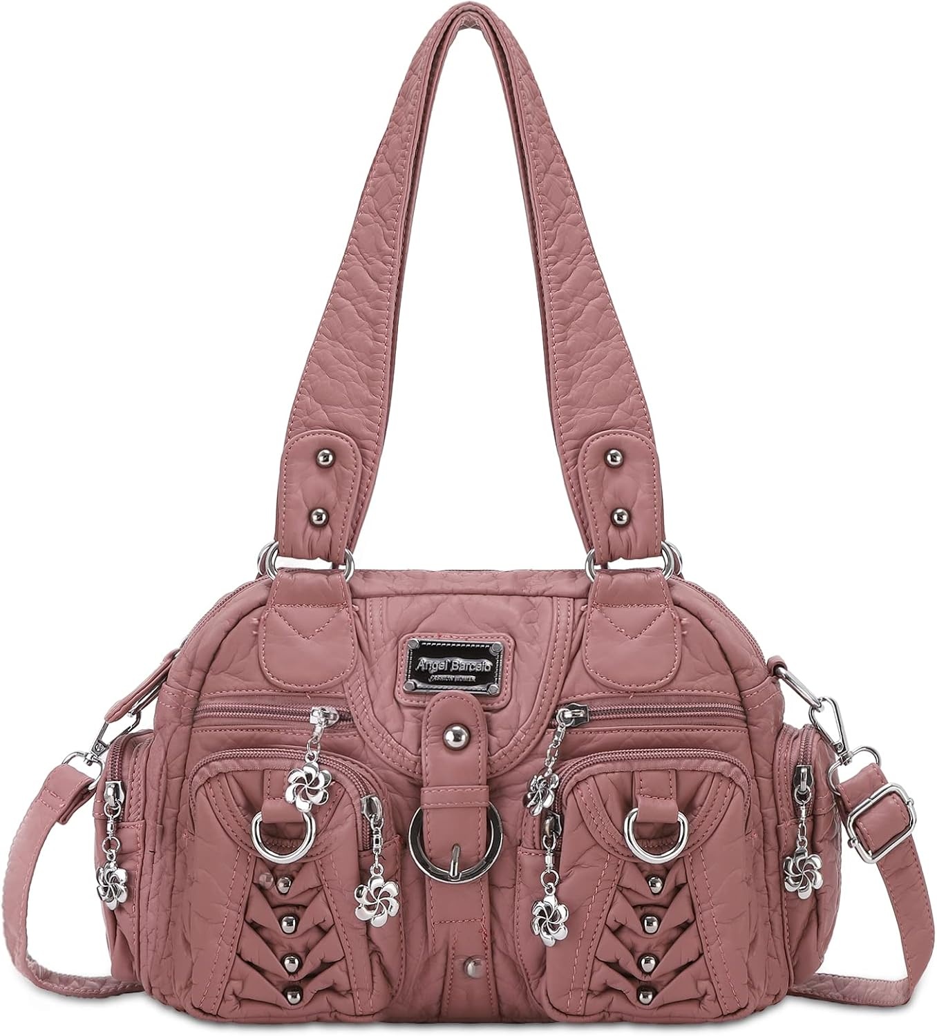 image:imageAngel Kiss Small Purse Handbag for Women Crossbody and Shoulder Bags Multipocket Soft Hobo Purses10pink
