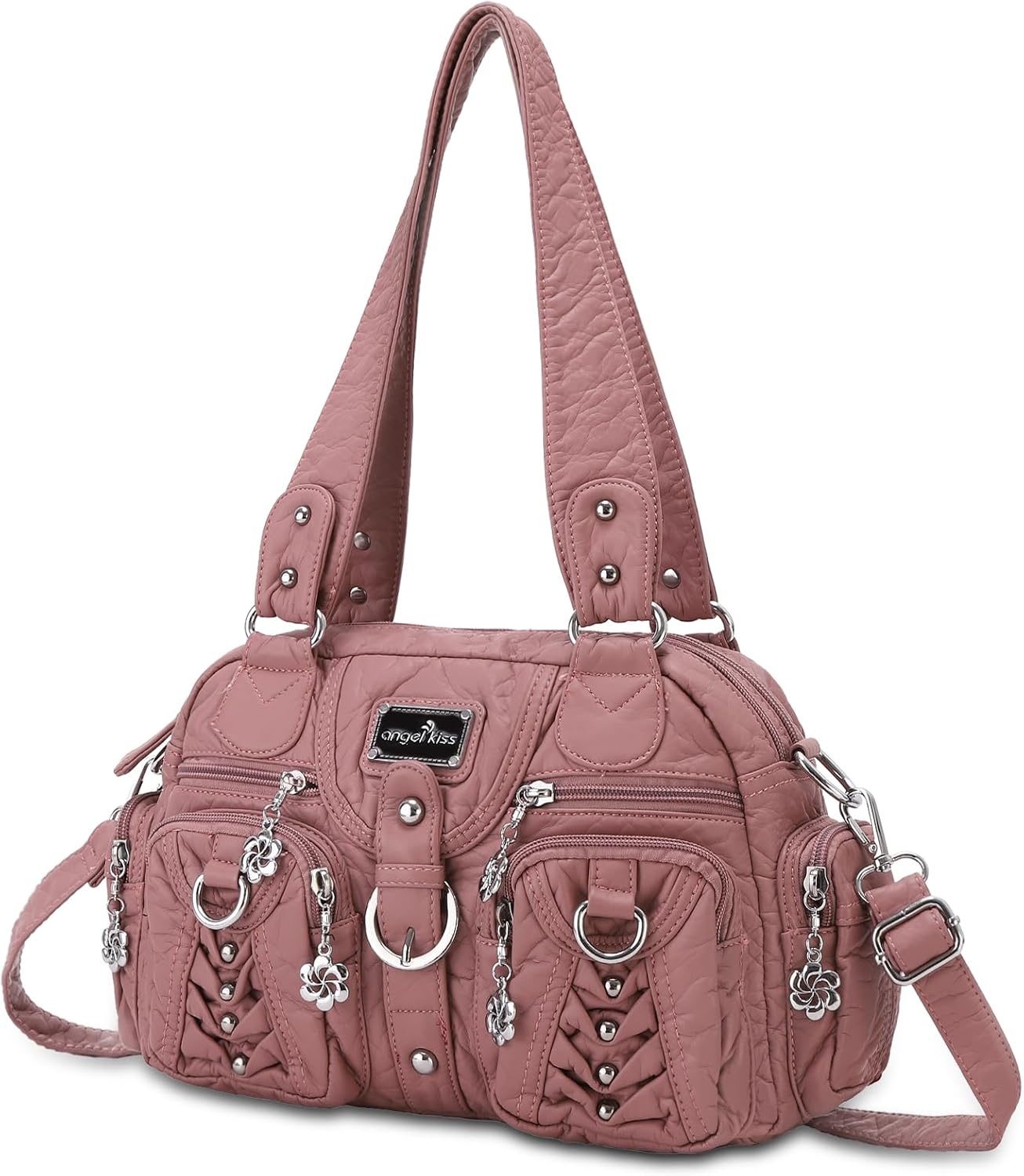 image:imageAngel Kiss Small Purse Handbag for Women Crossbody and Shoulder Bags Multipocket Soft Hobo Purses10pink