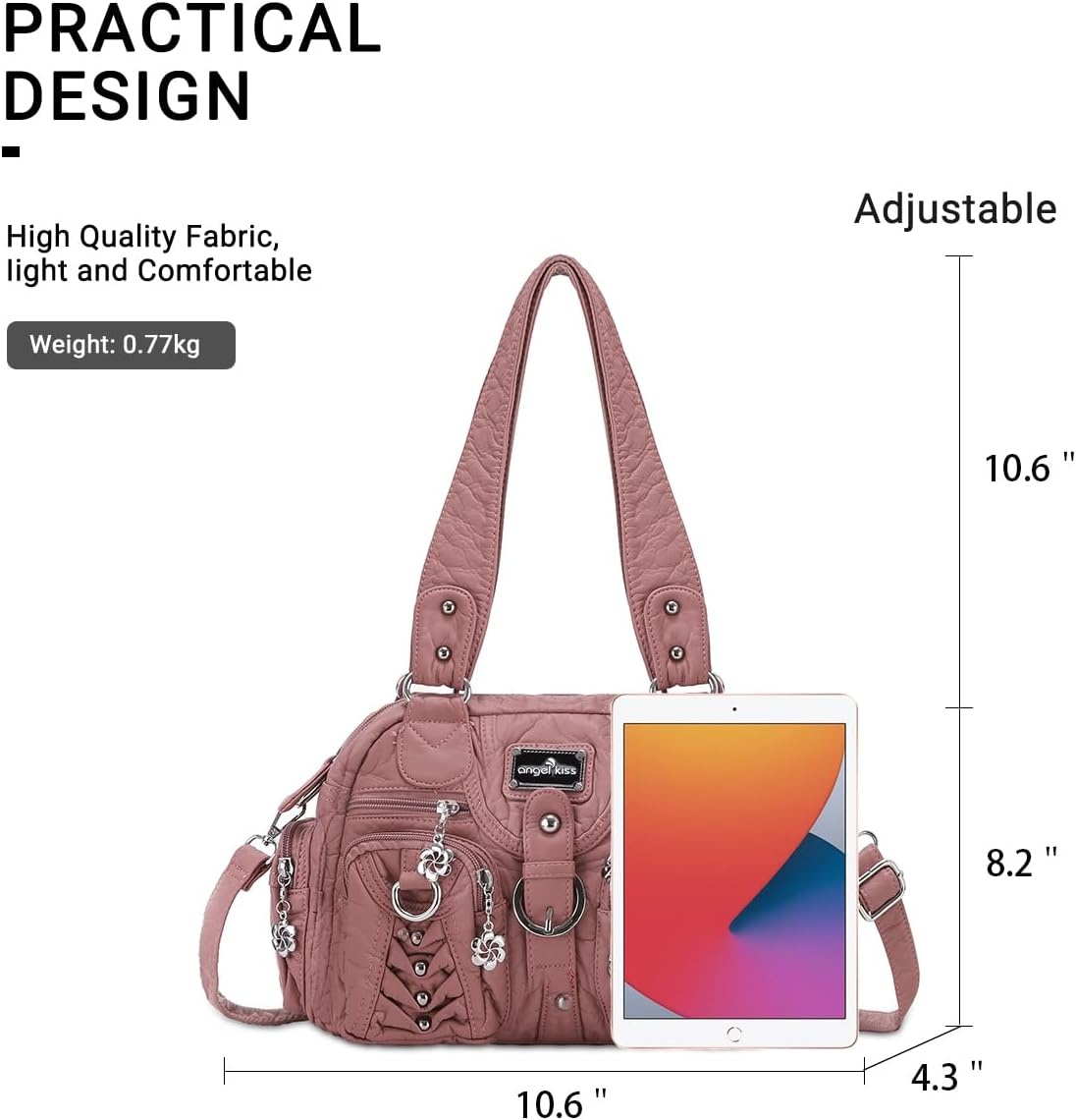 image:imageAngel Kiss Small Purse Handbag for Women Crossbody and Shoulder Bags Multipocket Soft Hobo Purses10pink