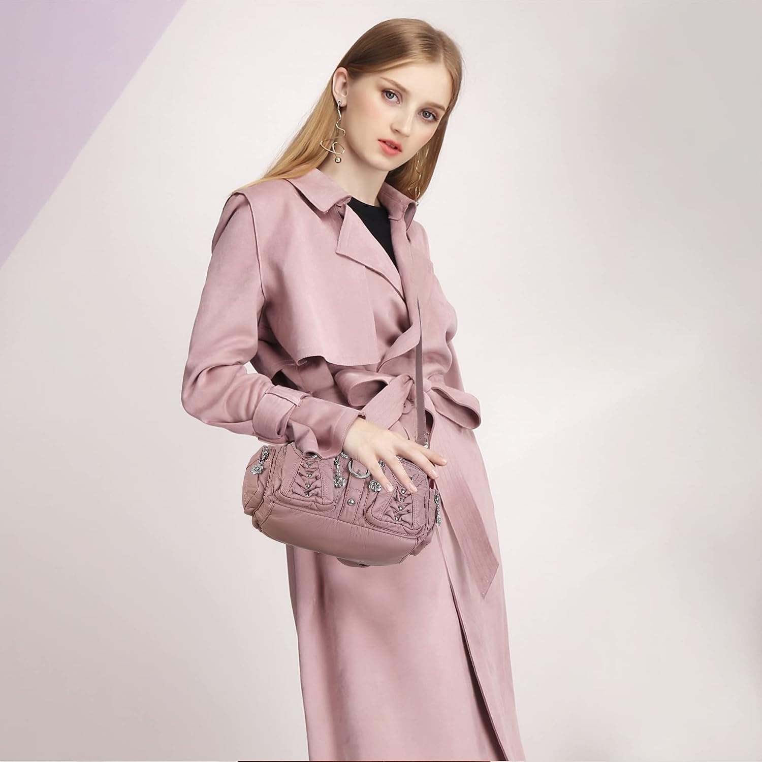 image:imageAngel Kiss Small Purse Handbag for Women Crossbody and Shoulder Bags Multipocket Soft Hobo Purses10pink