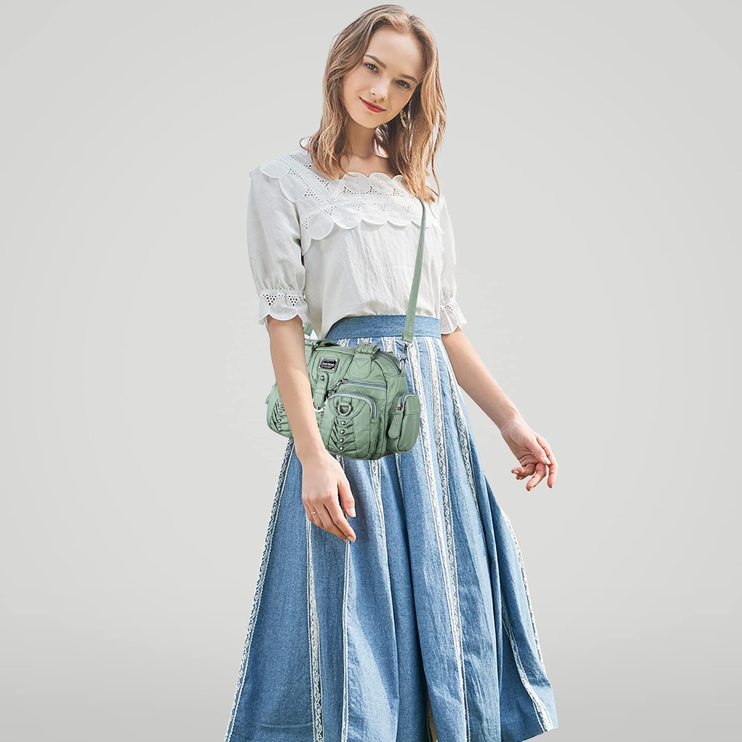 image:imageAngel Kiss Small Purse Handbag for Women Crossbody and Shoulder Bags Multipocket Soft Hobo Purses11green