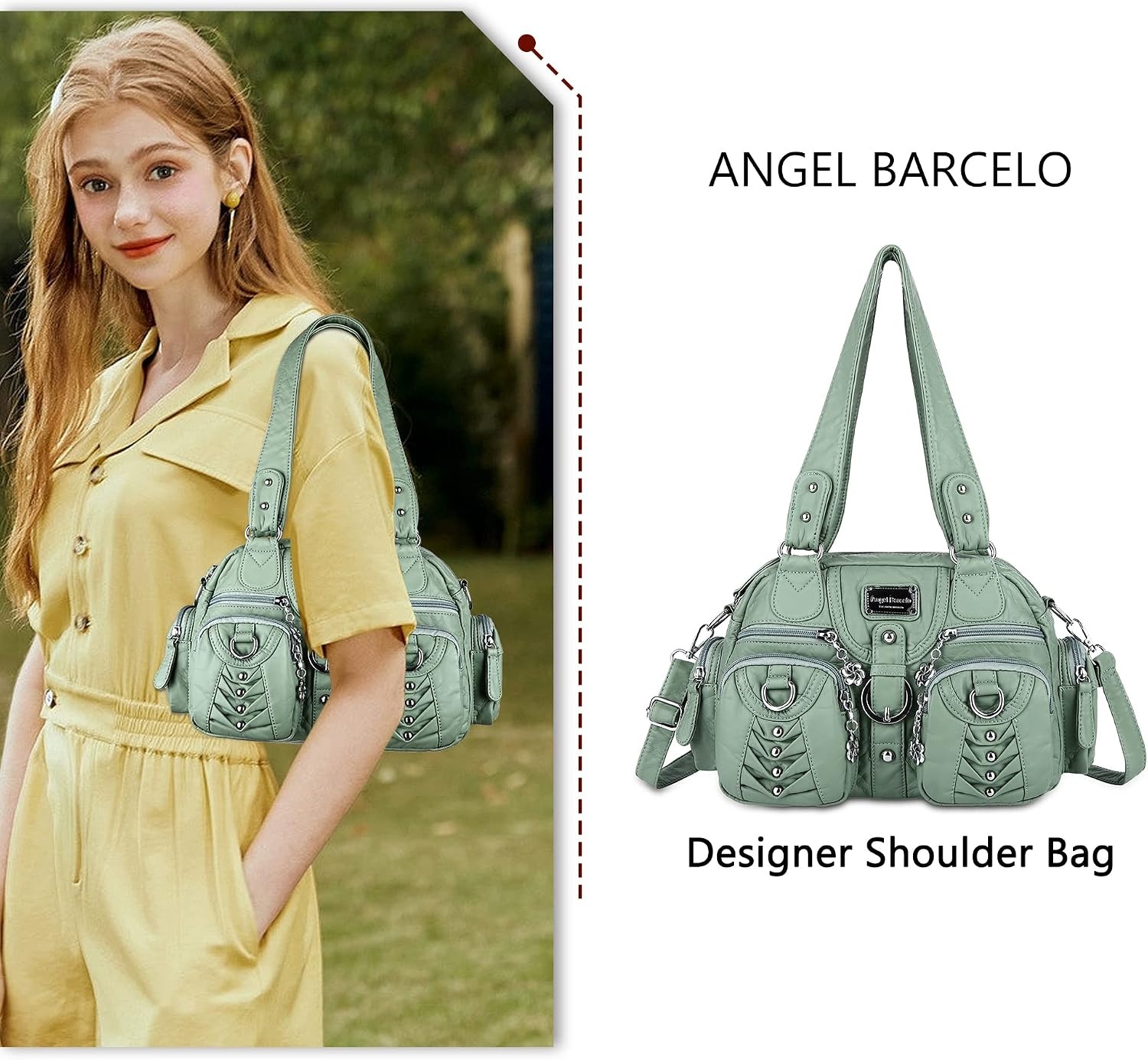 image:imageAngel Kiss Small Purse Handbag for Women Crossbody and Shoulder Bags Multipocket Soft Hobo Purses11green