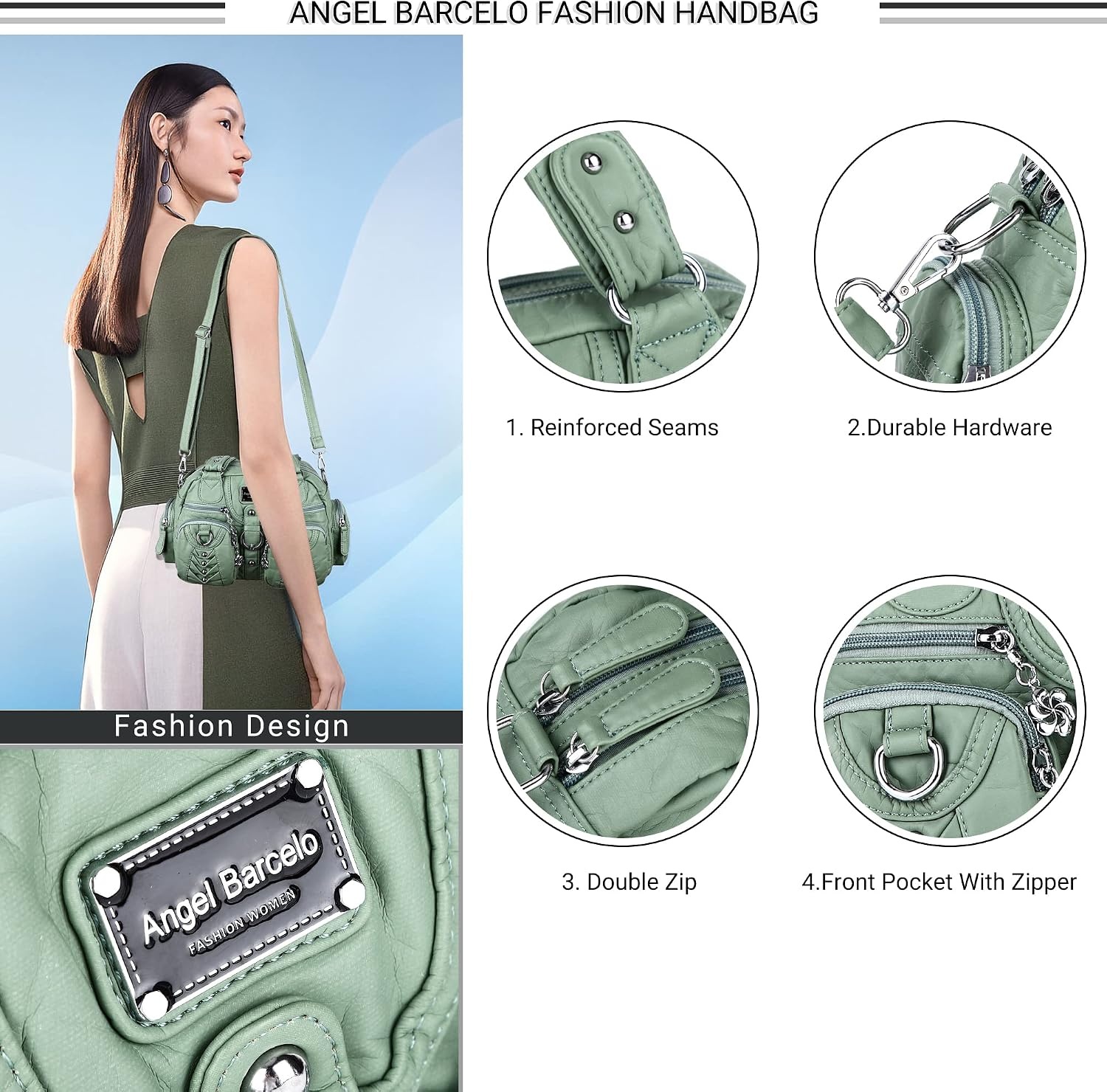 image:imageAngel Kiss Small Purse Handbag for Women Crossbody and Shoulder Bags Multipocket Soft Hobo Purses11green