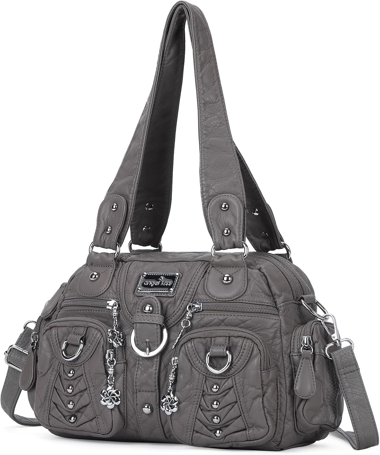 image:imageAngel Kiss Small Purse Handbag for Women Crossbody and Shoulder Bags Multipocket Soft Hobo Purses1grey