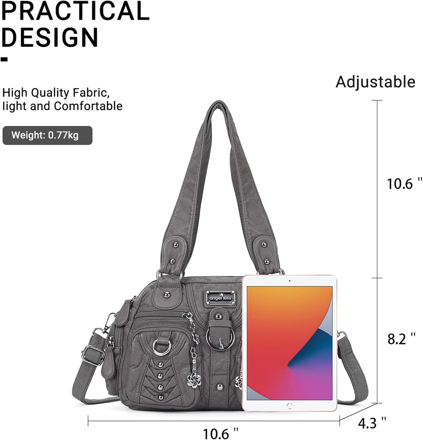 image:imageAngel Kiss Small Purse Handbag for Women Crossbody and Shoulder Bags Multipocket Soft Hobo Purses1grey