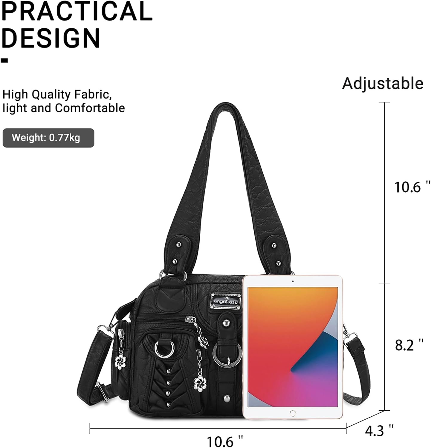 image:imageAngel Kiss Small Purse Handbag for Women Crossbody and Shoulder Bags Multipocket Soft Hobo Purses2black