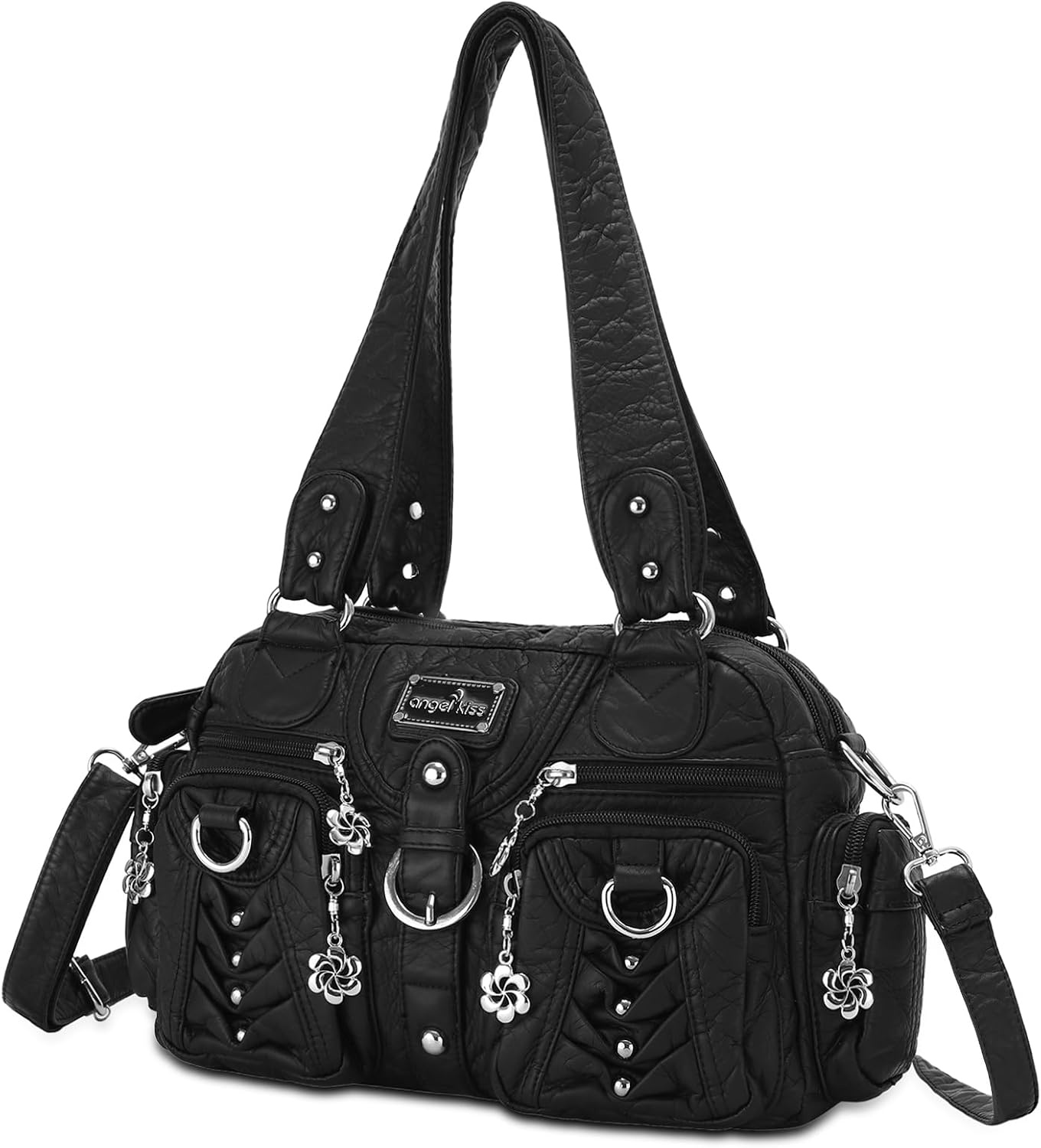 image:imageAngel Kiss Small Purse Handbag for Women Crossbody and Shoulder Bags Multipocket Soft Hobo Purses2black