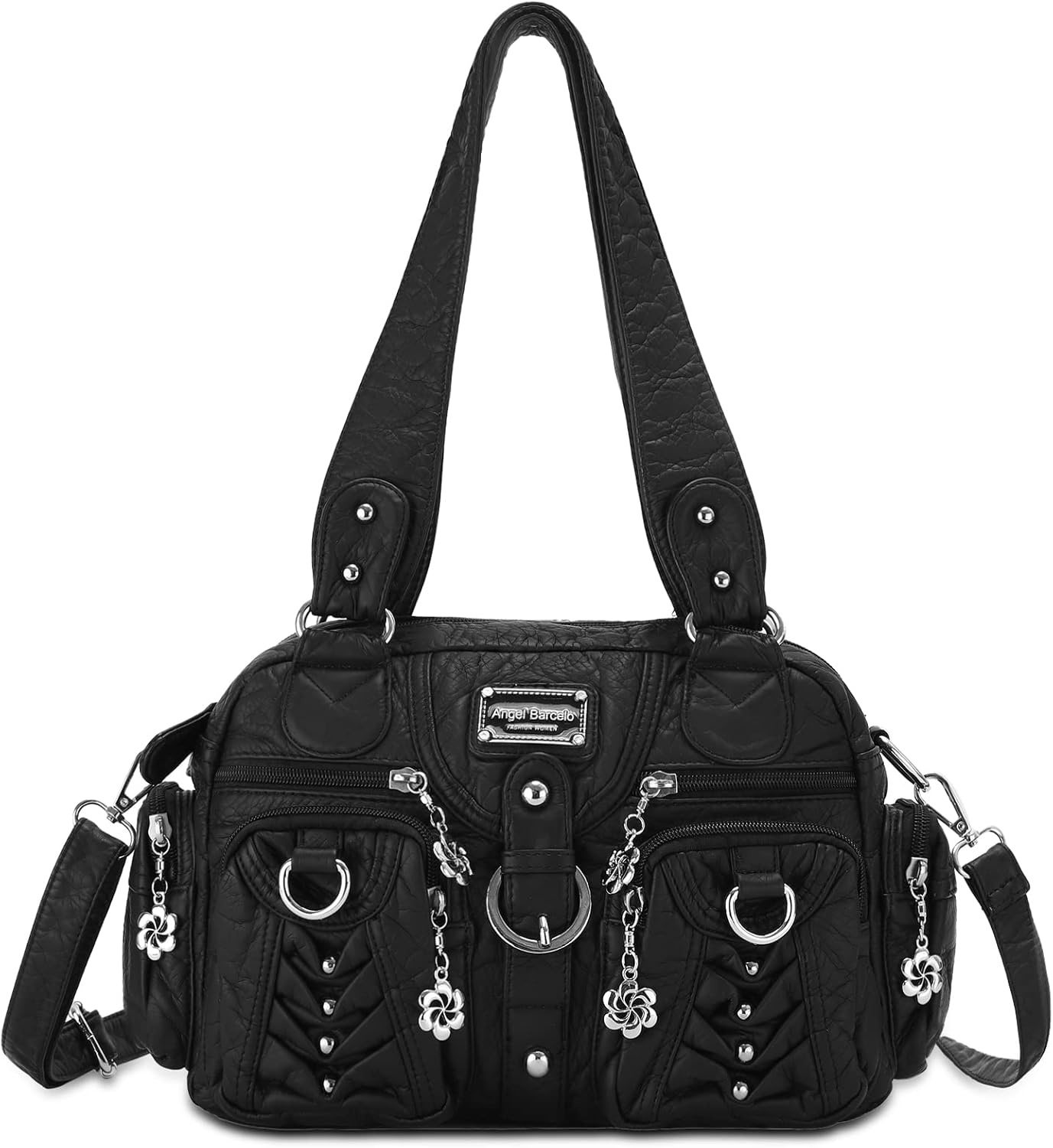 image:imageAngel Kiss Small Purse Handbag for Women Crossbody and Shoulder Bags Multipocket Soft Hobo Purses2black