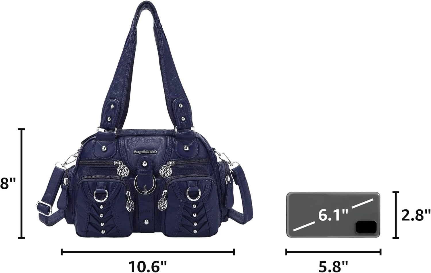image:imageAngel Kiss Small Purse Handbag for Women Crossbody and Shoulder Bags Multipocket Soft Hobo Purses2black
