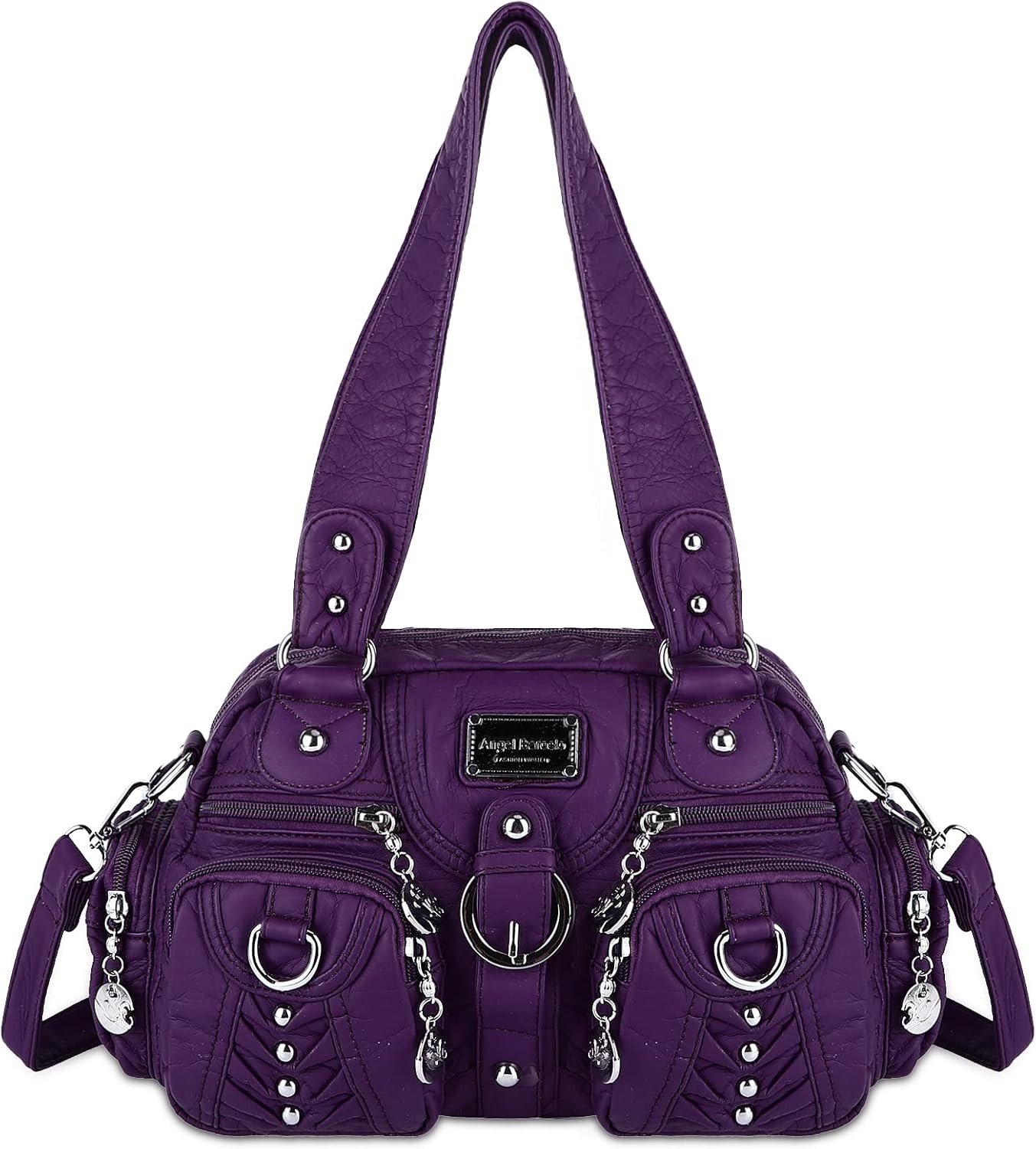 image:imageAngel Kiss Small Purse Handbag for Women Crossbody and Shoulder Bags Multipocket Soft Hobo Purses5purple