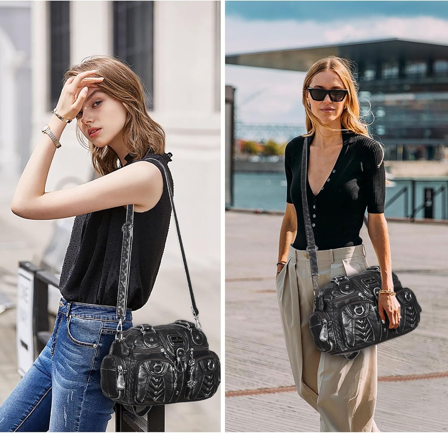 image:imageAngel Kiss Small Purse Handbag for Women Crossbody and Shoulder Bags Multipocket Soft Hobo Purses6silver