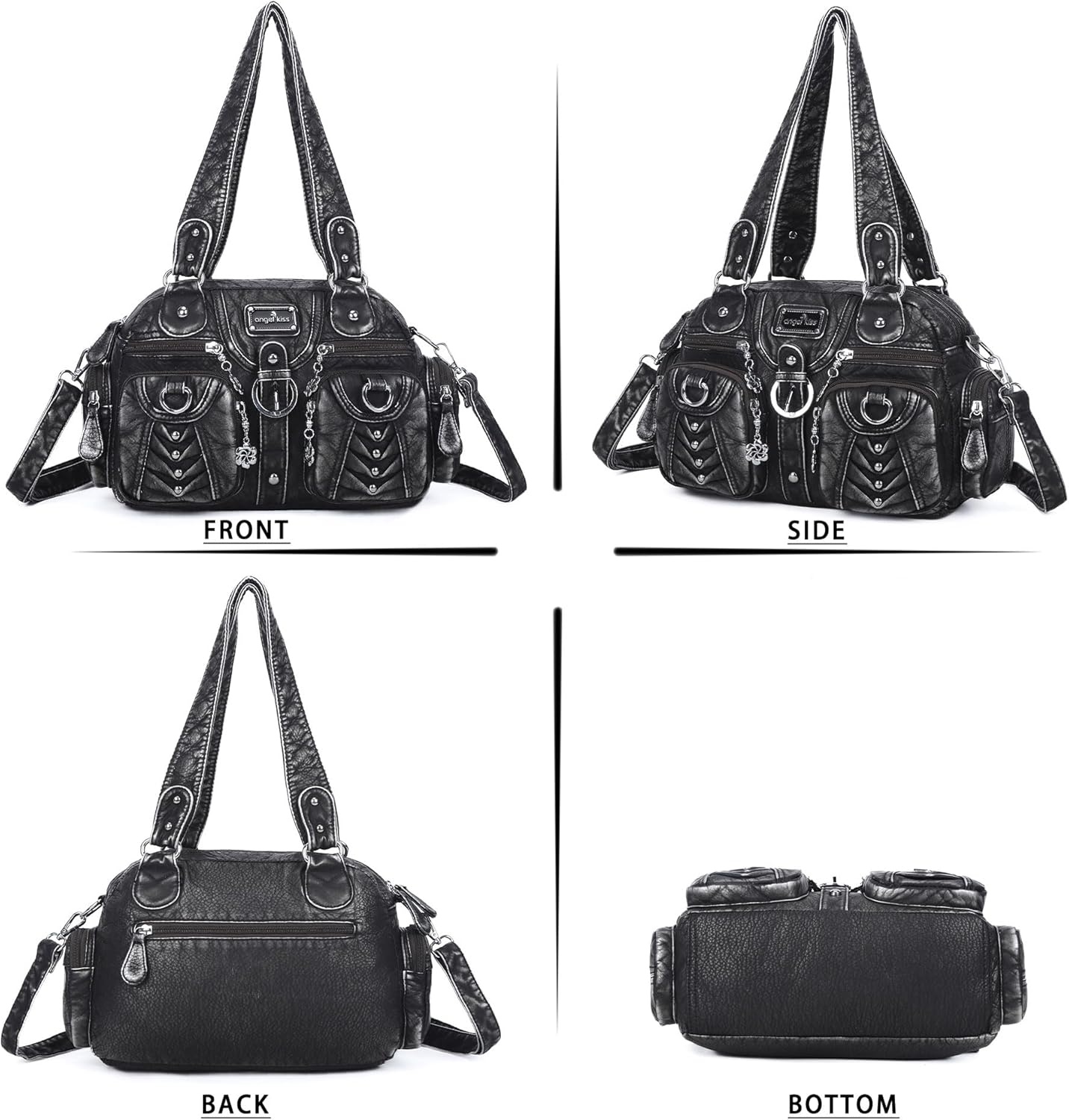 image:imageAngel Kiss Small Purse Handbag for Women Crossbody and Shoulder Bags Multipocket Soft Hobo Purses6silver