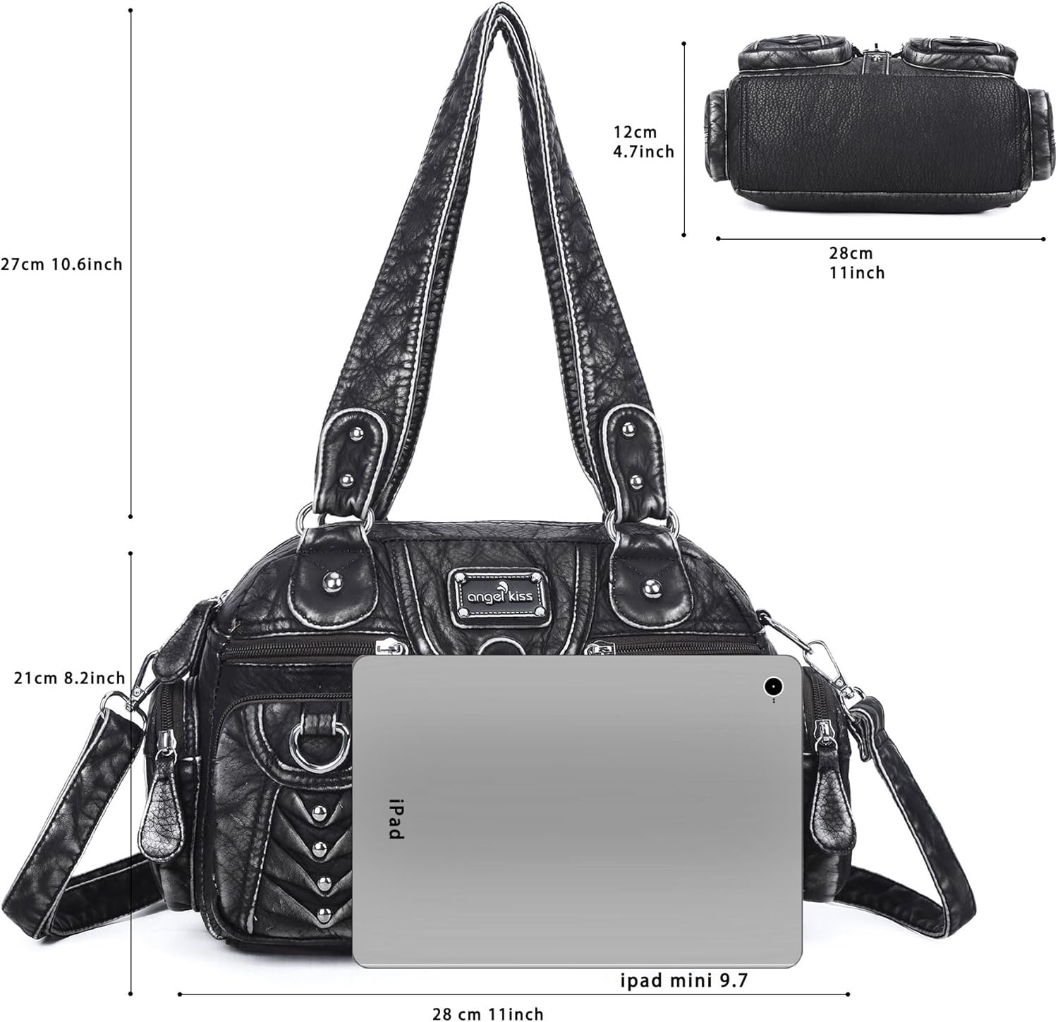 image:imageAngel Kiss Small Purse Handbag for Women Crossbody and Shoulder Bags Multipocket Soft Hobo Purses6silver