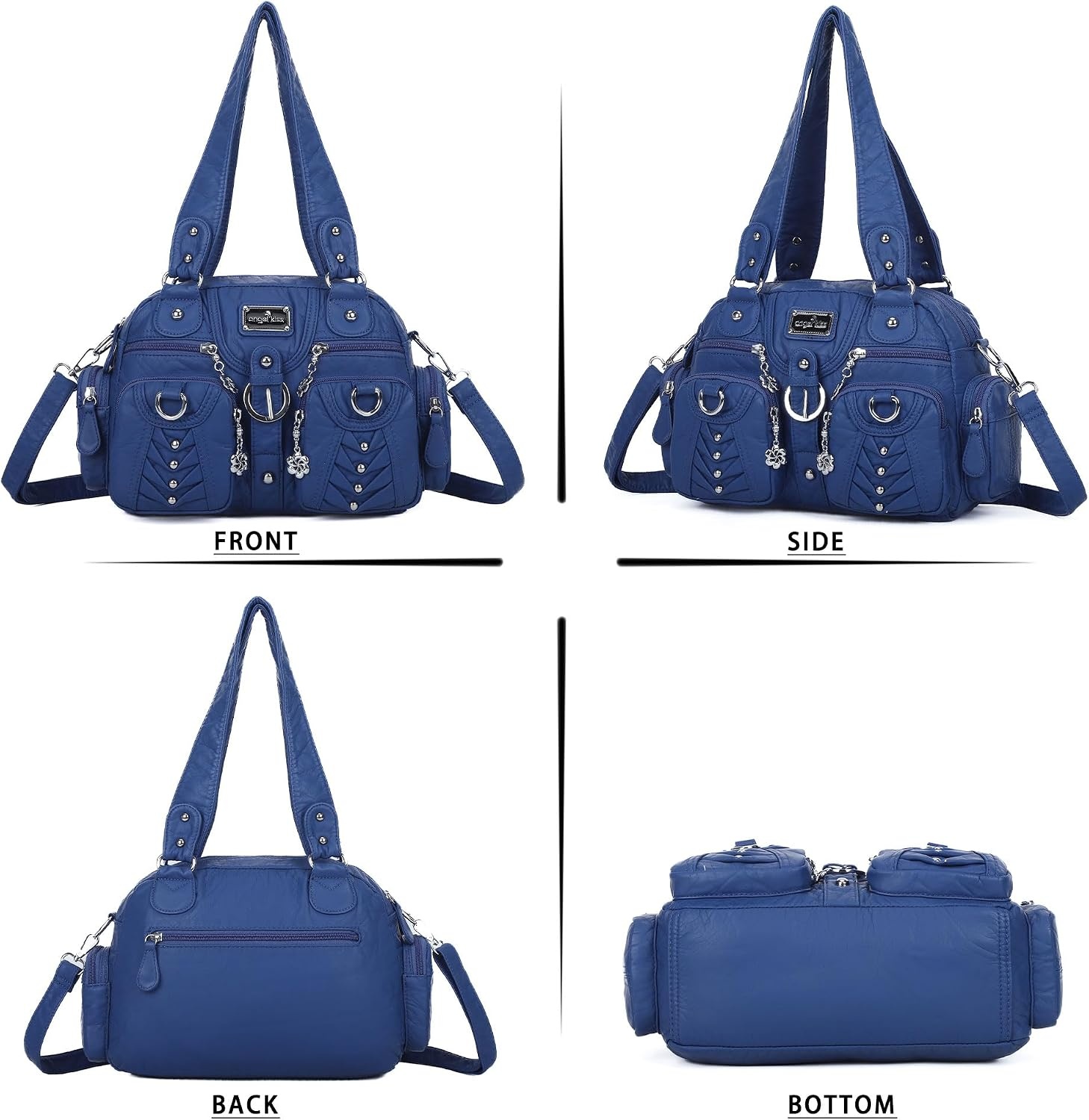 image:imageAngel Kiss Small Purse Handbag for Women Crossbody and Shoulder Bags Multipocket Soft Hobo Purses7blue