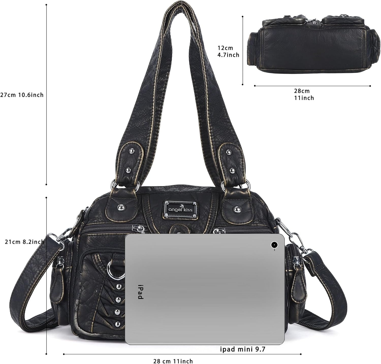 image:imageAngel Kiss Small Purse Handbag for Women Crossbody and Shoulder Bags Multipocket Soft Hobo PursesBronze