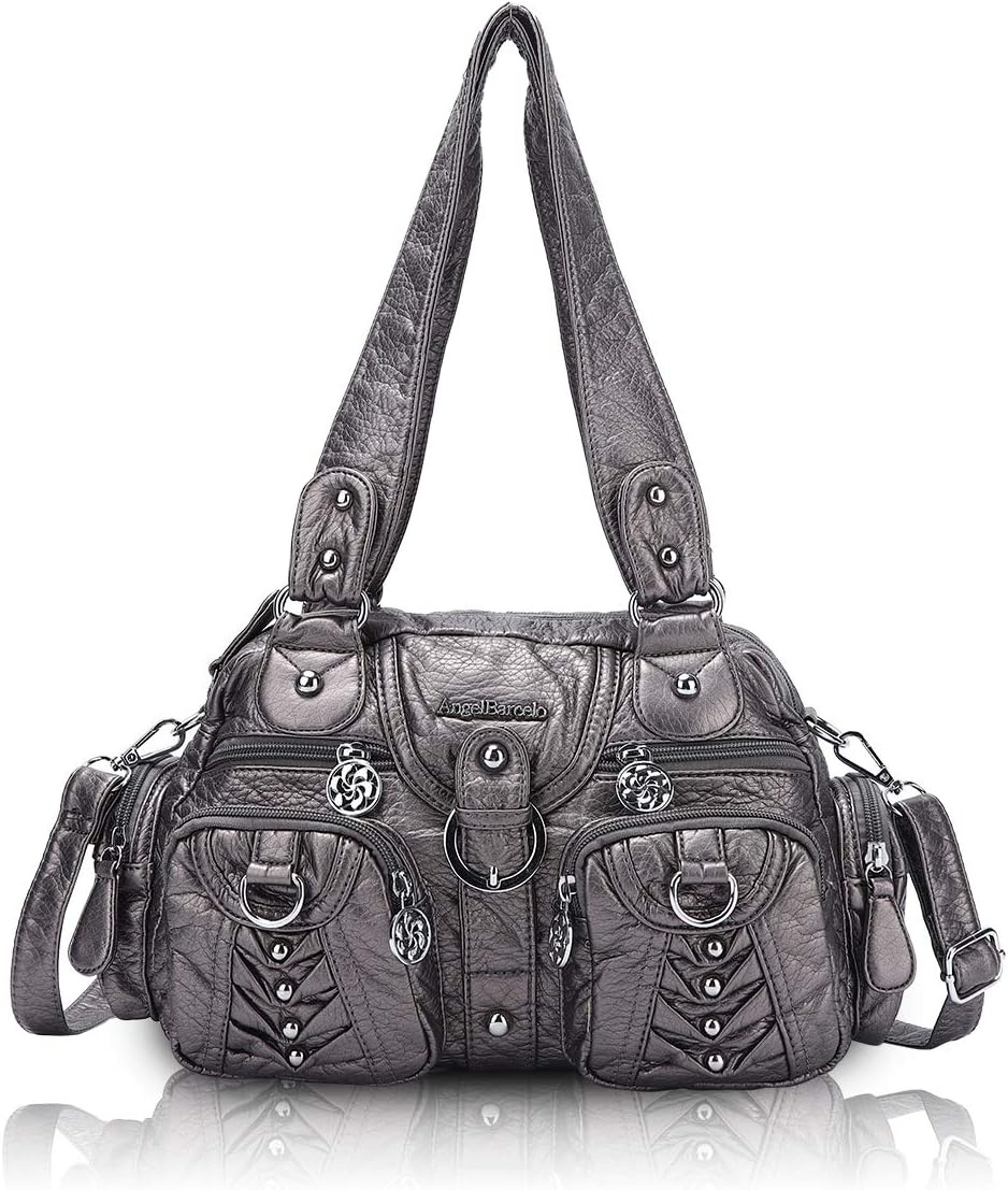 image:imageAngel Kiss Small Purse Handbag for Women Crossbody and Shoulder Bags Multipocket Soft Hobo PursesGrey