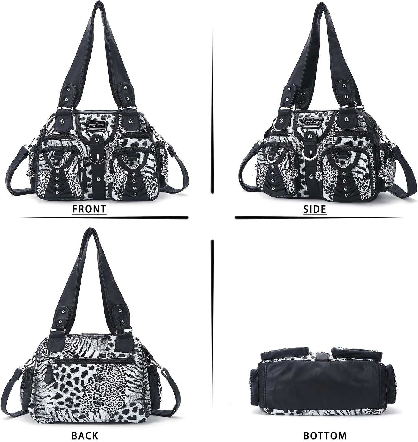 image:imageAngel Kiss Small Purse Handbag for Women Crossbody and Shoulder Bags Multipocket Soft Hobo PursesLeopard Black