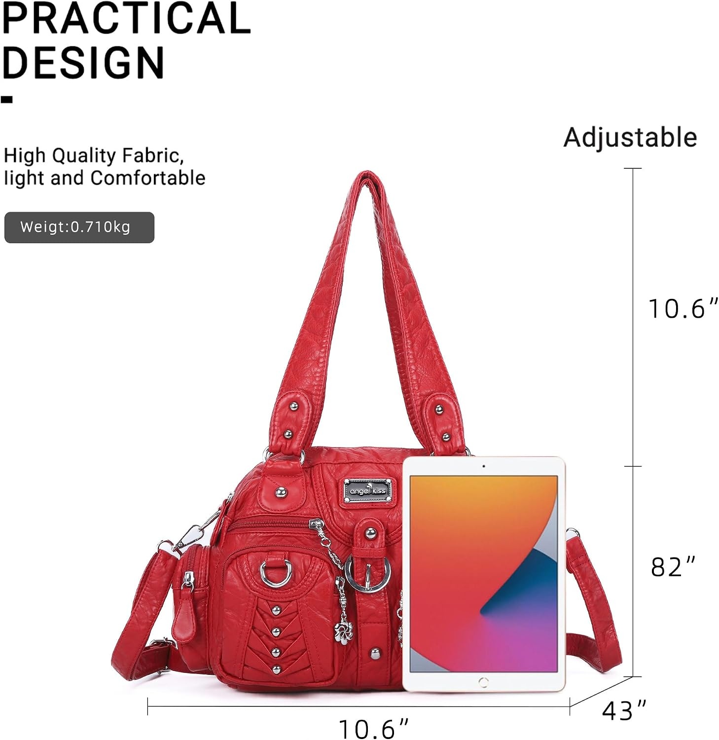 image:imageAngel Kiss Small Purse Handbag for Women Crossbody and Shoulder Bags Multipocket Soft Hobo PursesRed