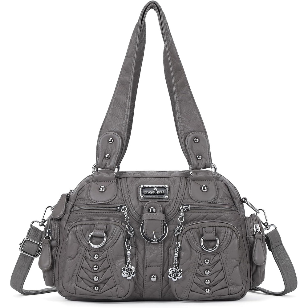 image:imageAngel Kiss Small Purse Handbag for Women Crossbody and Shoulder Bags Multipocket Soft Hobo Purses1grey