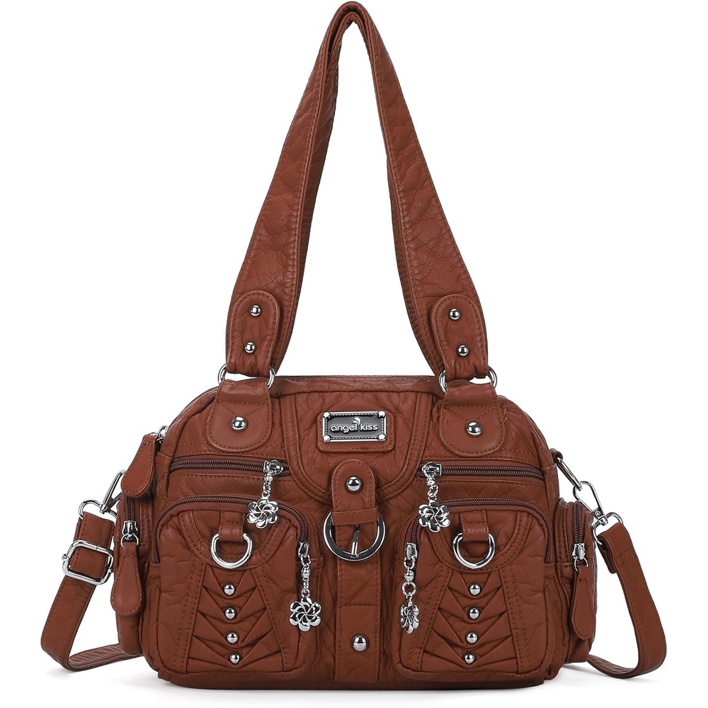 image:imageAngel Kiss Small Purse Handbag for Women Crossbody and Shoulder Bags Multipocket Soft Hobo Purses4brown