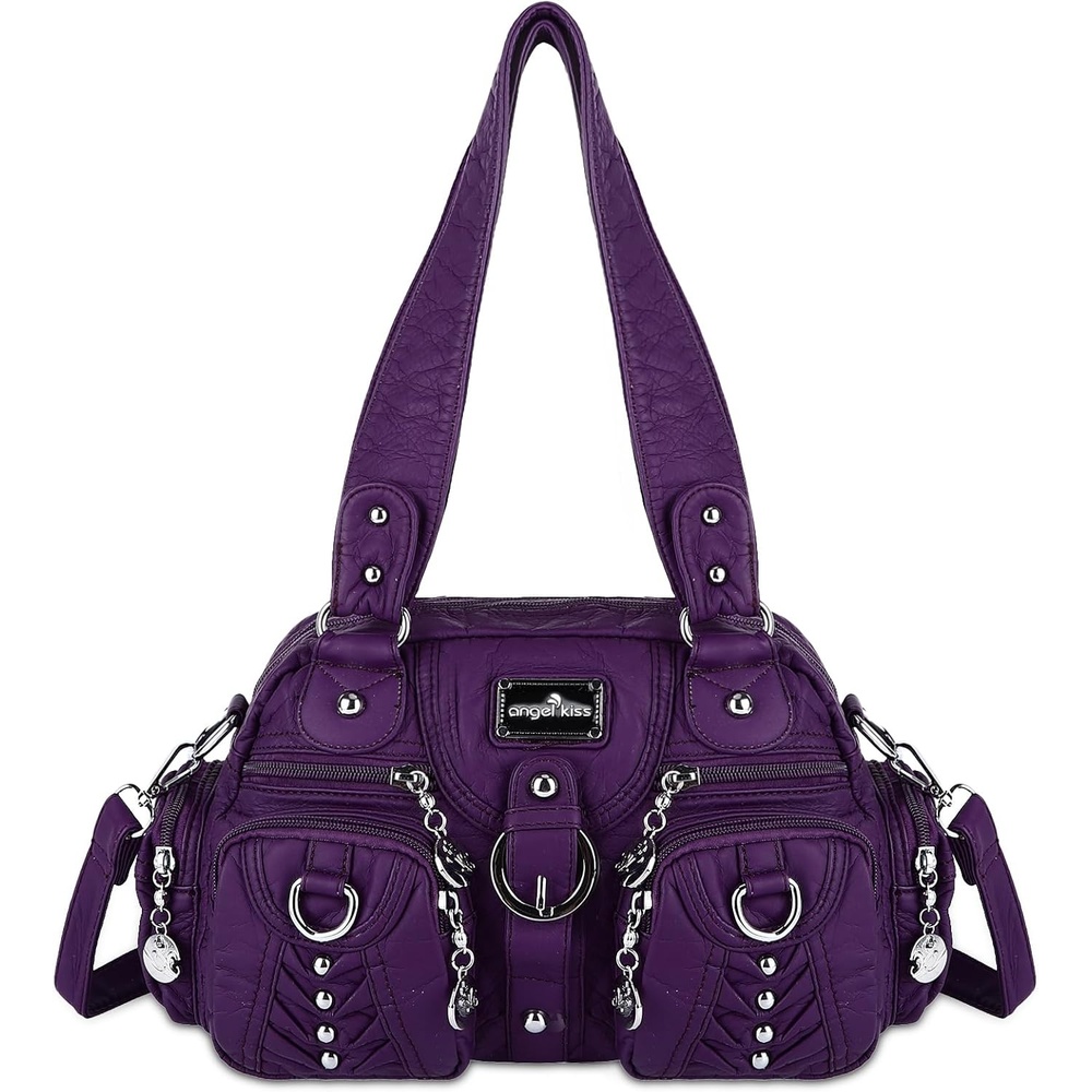image:imageAngel Kiss Small Purse Handbag for Women Crossbody and Shoulder Bags Multipocket Soft Hobo Purses5purple