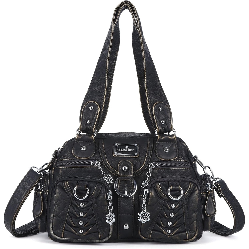 image:imageAngel Kiss Small Purse Handbag for Women Crossbody and Shoulder Bags Multipocket Soft Hobo PursesBronze