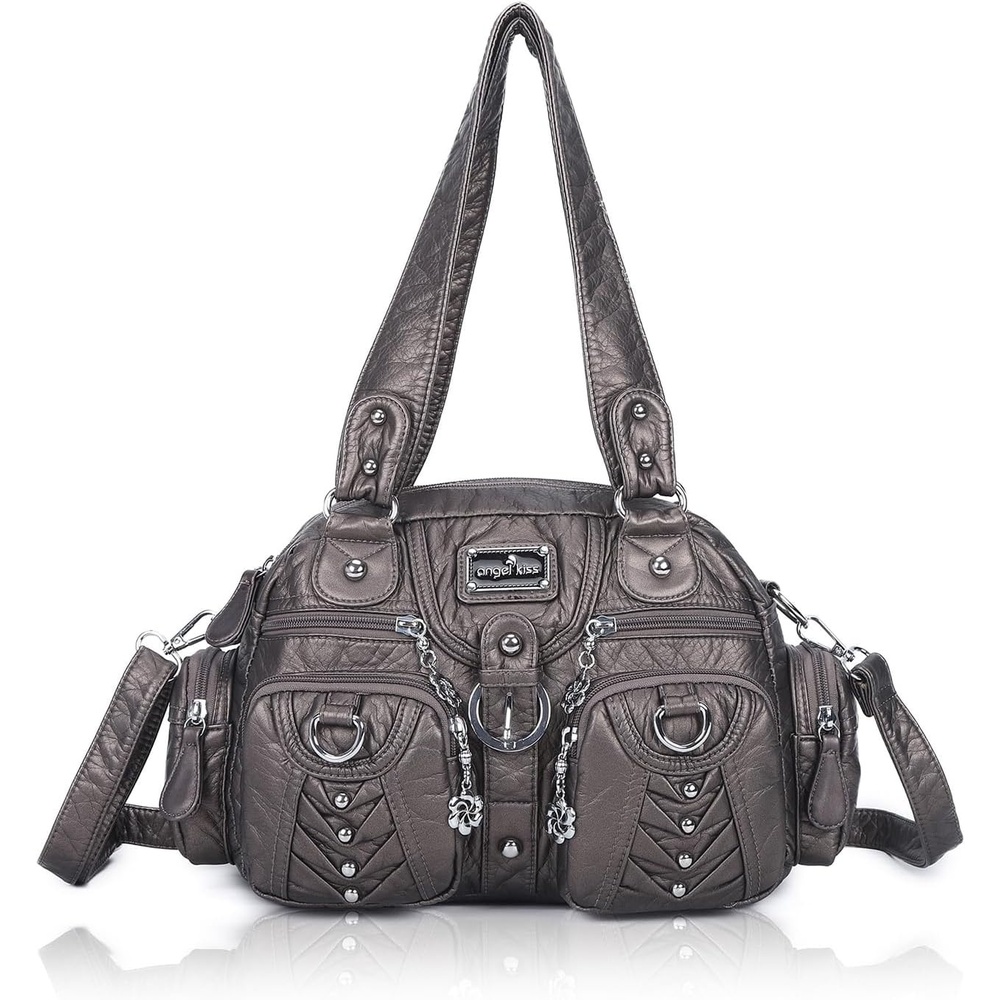 image:imageAngel Kiss Small Purse Handbag for Women Crossbody and Shoulder Bags Multipocket Soft Hobo PursesGrey