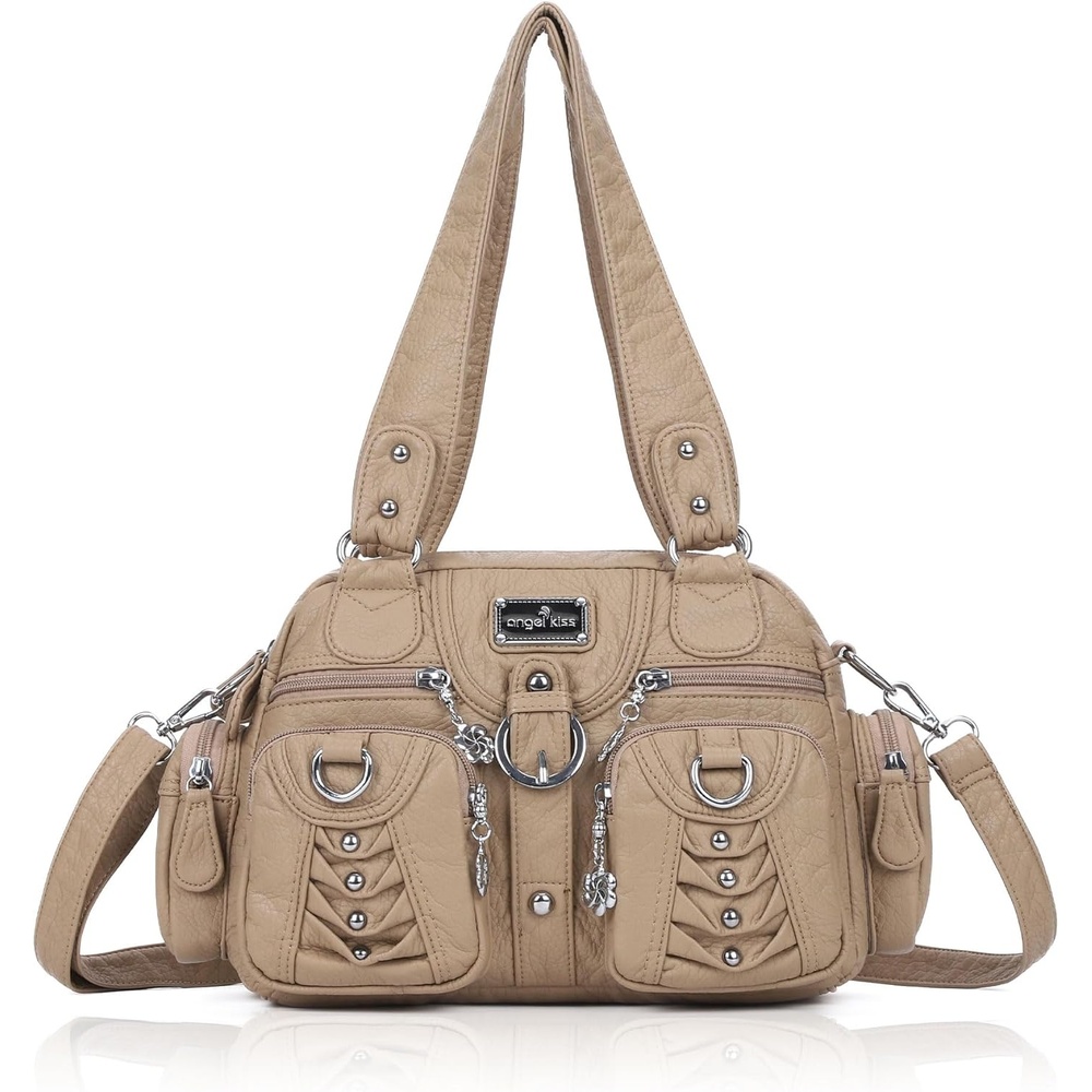 image:imageAngel Kiss Small Purse Handbag for Women Crossbody and Shoulder Bags Multipocket Soft Hobo PursesKhaki