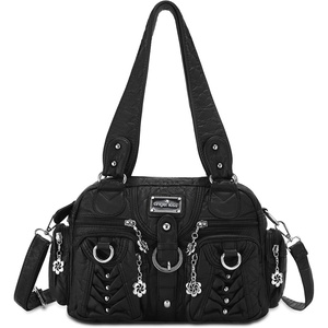 Angel Kiss Small Purse Handbag for Women Crossbody and Shoulder Bags Multipocket Soft Hobo Purses(2-black)