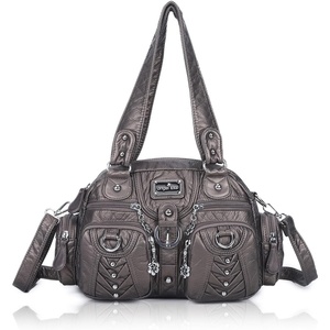 Angel Kiss Small Purse Handbag for Women Crossbody and Shoulder Bags Multipocket Soft Hobo Purses(Grey)