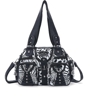 Angel Kiss Small Purse Handbag for Women Crossbody and Shoulder Bags Multipocket Soft Hobo Purses(Leopard Black)