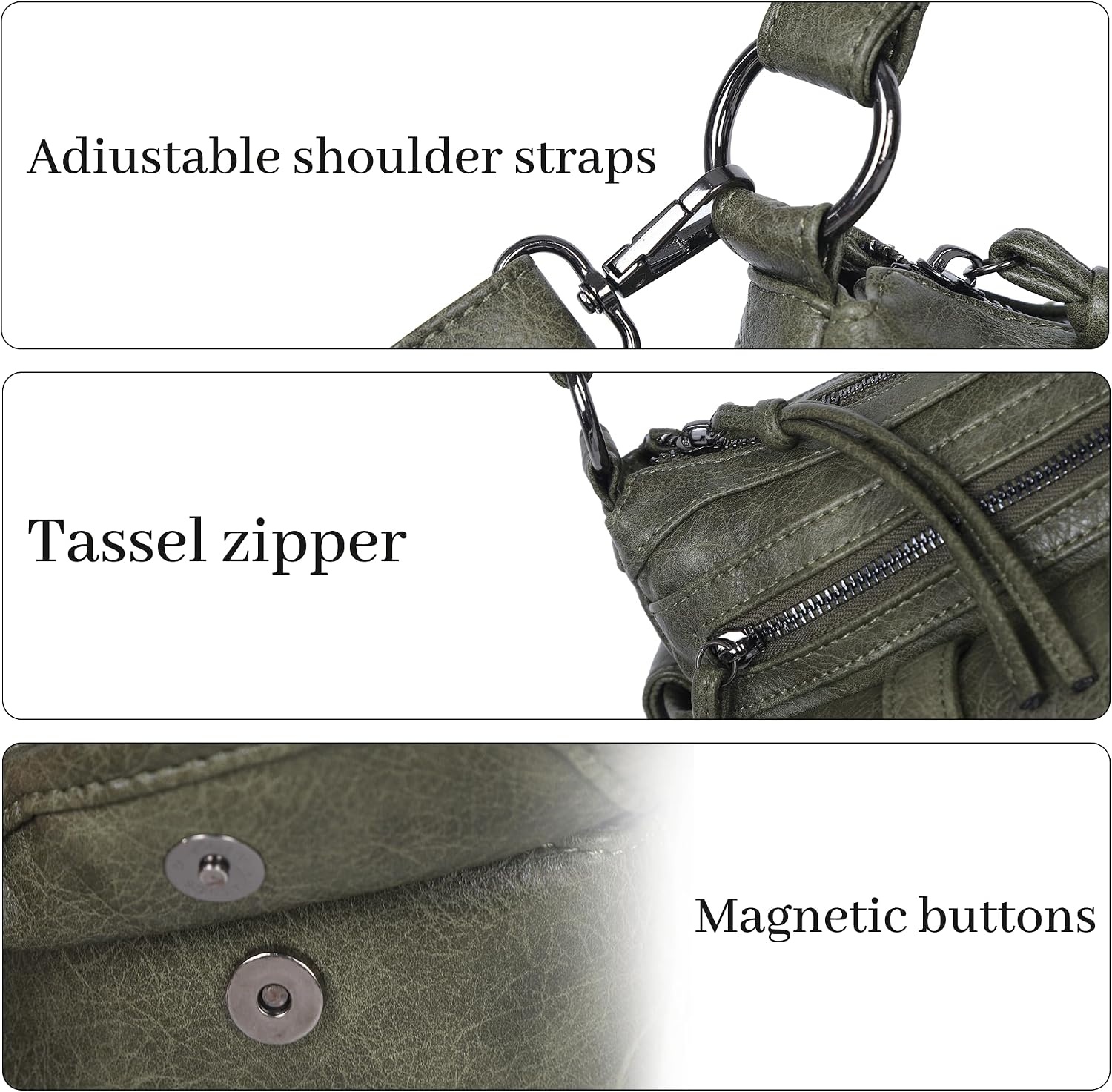 image:imageAngel Kiss Hobo Purses for Women Crossbody Shoulder Bag Ladies Multi Pocket Handbags with Adjustable Shoulder Strap Soft Vegan LeatherGreen