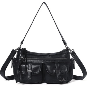 Angel Kiss Hobo Purses for Women Crossbody Shoulder Bag Ladies Multi Pocket Handbags with Adjustable Shoulder Strap | Soft Vegan Leather(Black)