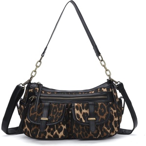 Angel Kiss Hobo Purses for Women Crossbody Shoulder Bag Ladies Multi Pocket Handbags with Adjustable Shoulder Strap | Soft Vegan Leather(Leopard Brown)