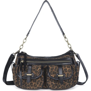 Angel Kiss Hobo Purses for Women Crossbody Shoulder Bag Ladies Multi Pocket Handbags with Adjustable Shoulder Strap | Soft Vegan Leather(Leopard Coffee)