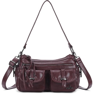 Angel Kiss Hobo Purses for Women Crossbody Shoulder Bag Ladies Multi Pocket Handbags with Adjustable Shoulder Strap | Soft Vegan Leather(Wine)