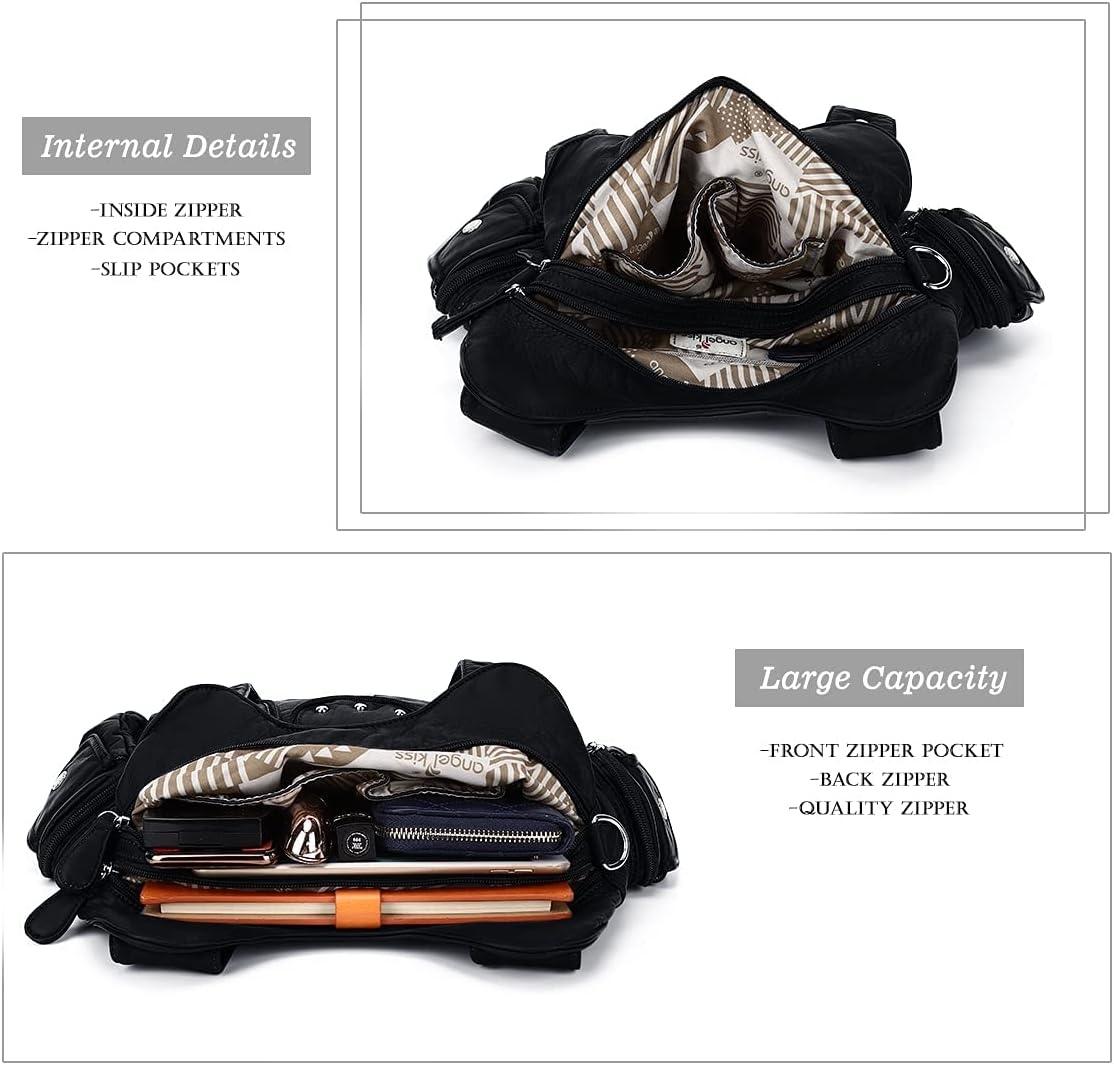 image:imageAngel Kiss Purses for Women Soft PU Leather Large Hobo Bags for Women Shoulder Bag Soft1581blackus