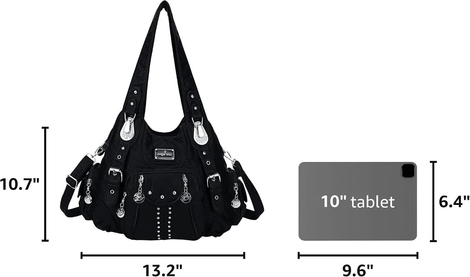 image:imageAngel Kiss Purses for Women Soft PU Leather Large Hobo Bags for Women Shoulder Bag Soft1581blackus