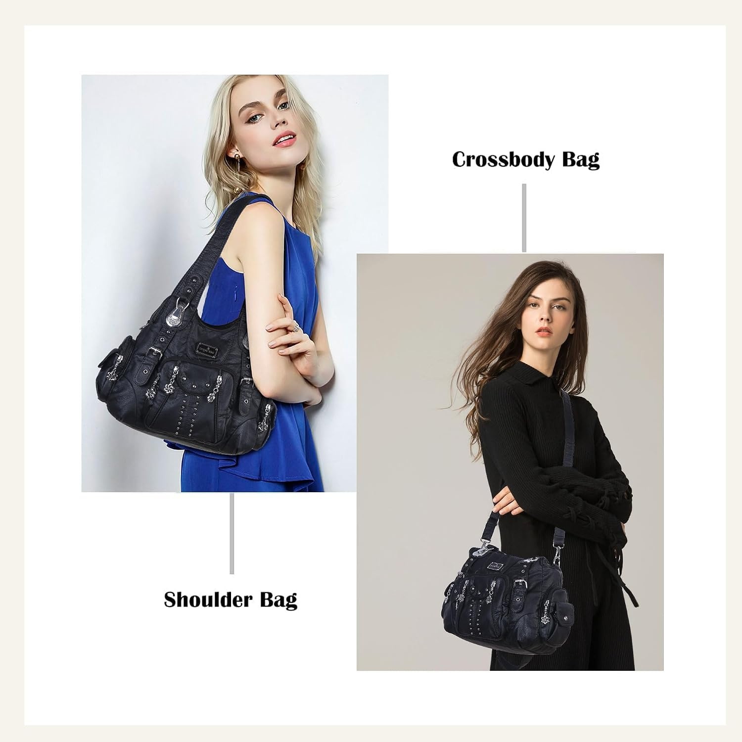 image:imageAngel Kiss Purses for Women Soft PU Leather Large Hobo Bags for Women Shoulder Bag Soft1581blackus