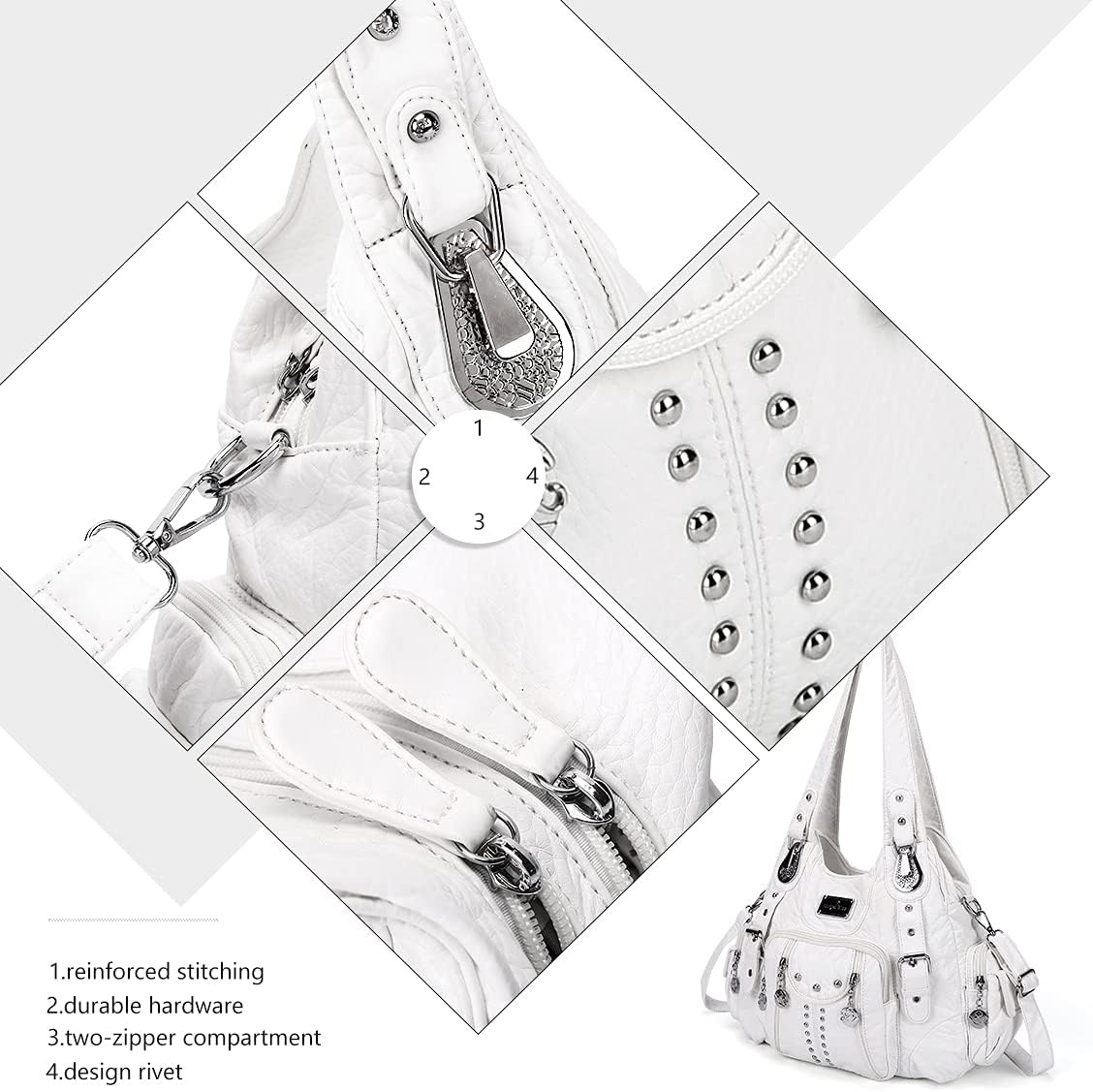 image:imageAngel Kiss Purses for Women Soft PU Leather Large Hobo Bags for Women Shoulder Bag Soft15825whiteus
