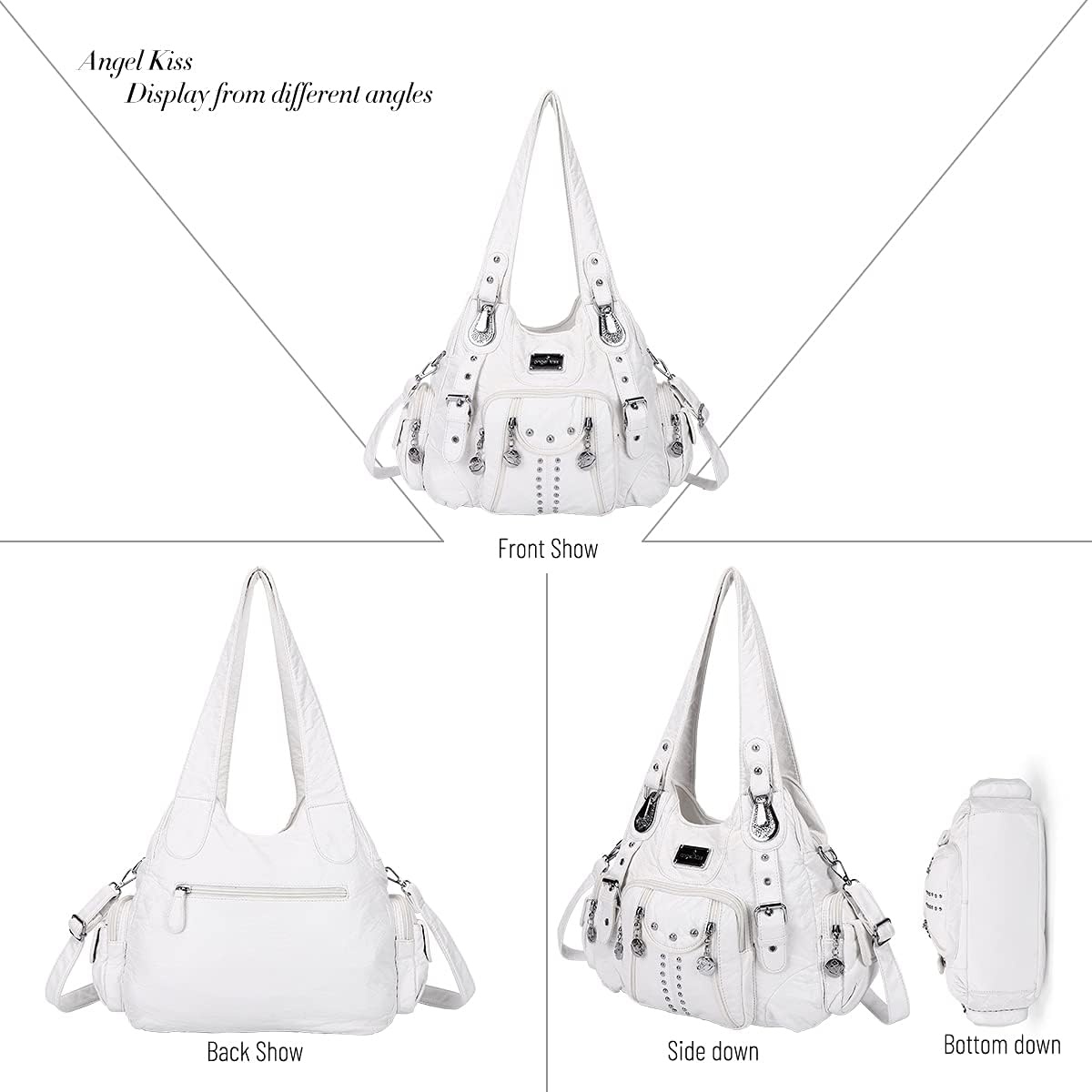 image:imageAngel Kiss Purses for Women Soft PU Leather Large Hobo Bags for Women Shoulder Bag Soft15825whiteus