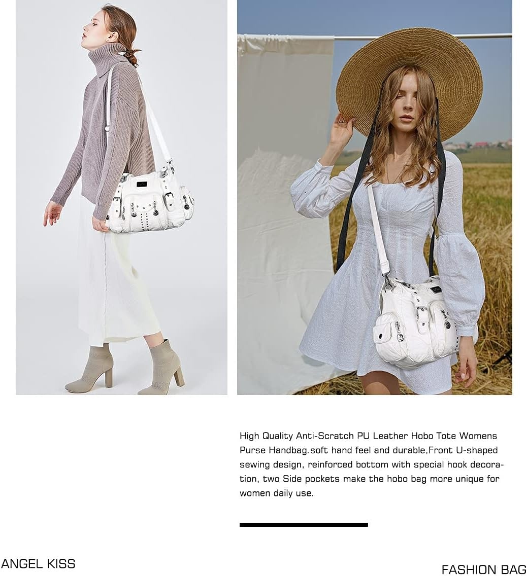 image:imageAngel Kiss Purses for Women Soft PU Leather Large Hobo Bags for Women Shoulder Bag Soft15825whiteus