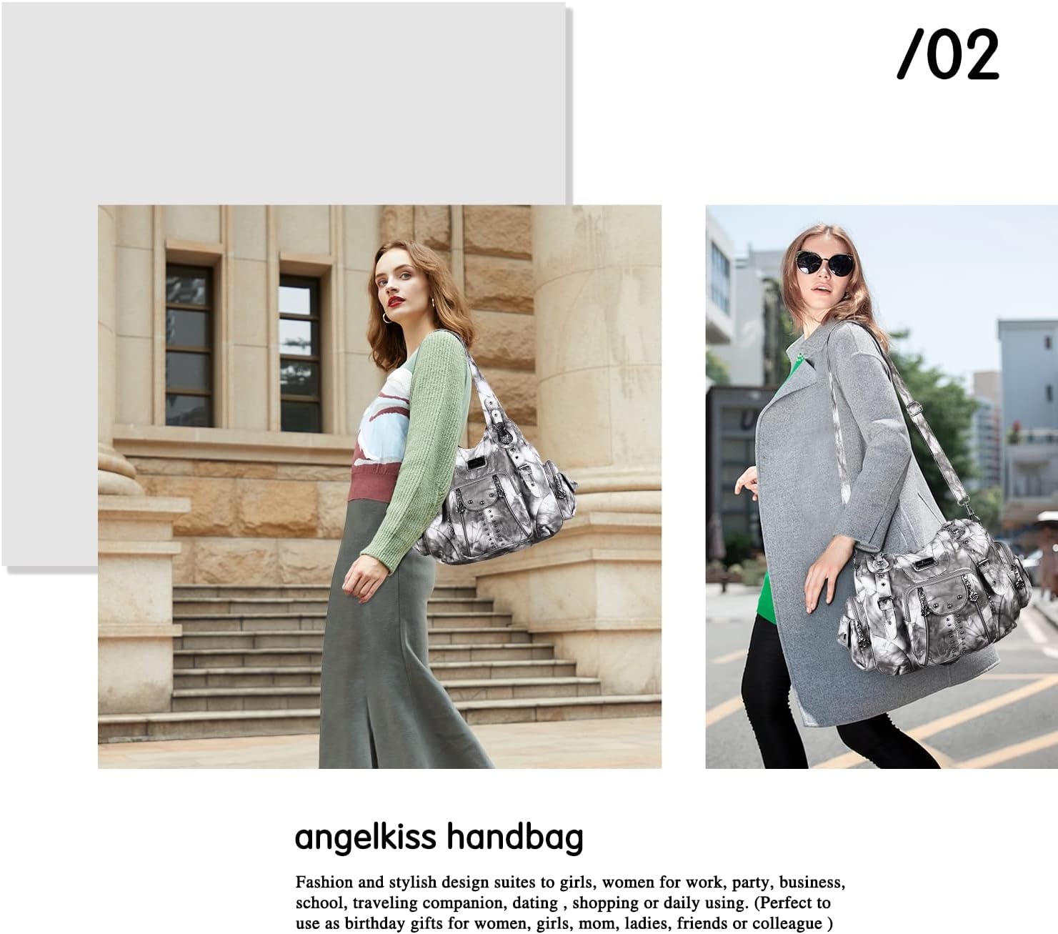image:imageAngel Kiss Purses for Women Soft PU Leather Large Hobo Bags for Women Shoulder Bag Soft702819grey