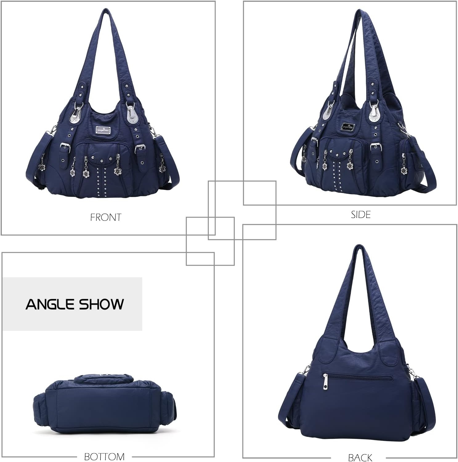 image:imageAngel Kiss Purses for Women Soft PU Leather Large Hobo Bags for Women Shoulder Bag Soft8521201blueus