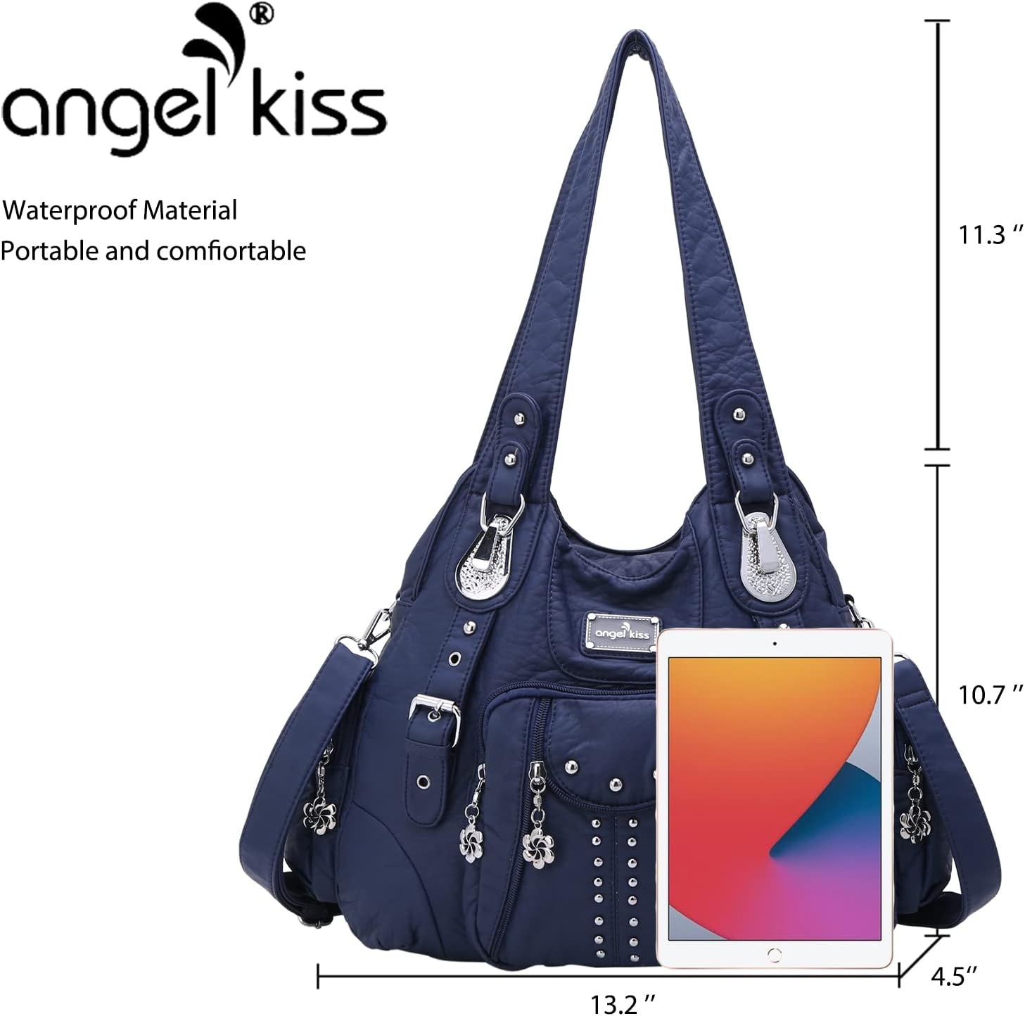 image:imageAngel Kiss Purses for Women Soft PU Leather Large Hobo Bags for Women Shoulder Bag Soft8521201blueus