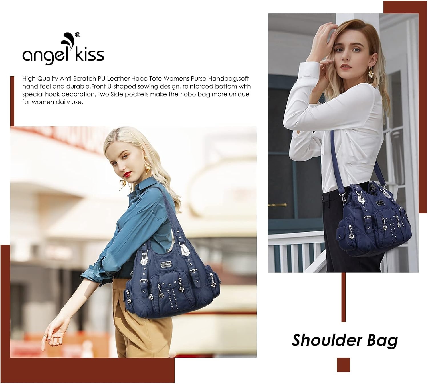 image:imageAngel Kiss Purses for Women Soft PU Leather Large Hobo Bags for Women Shoulder Bag Soft8521201blueus