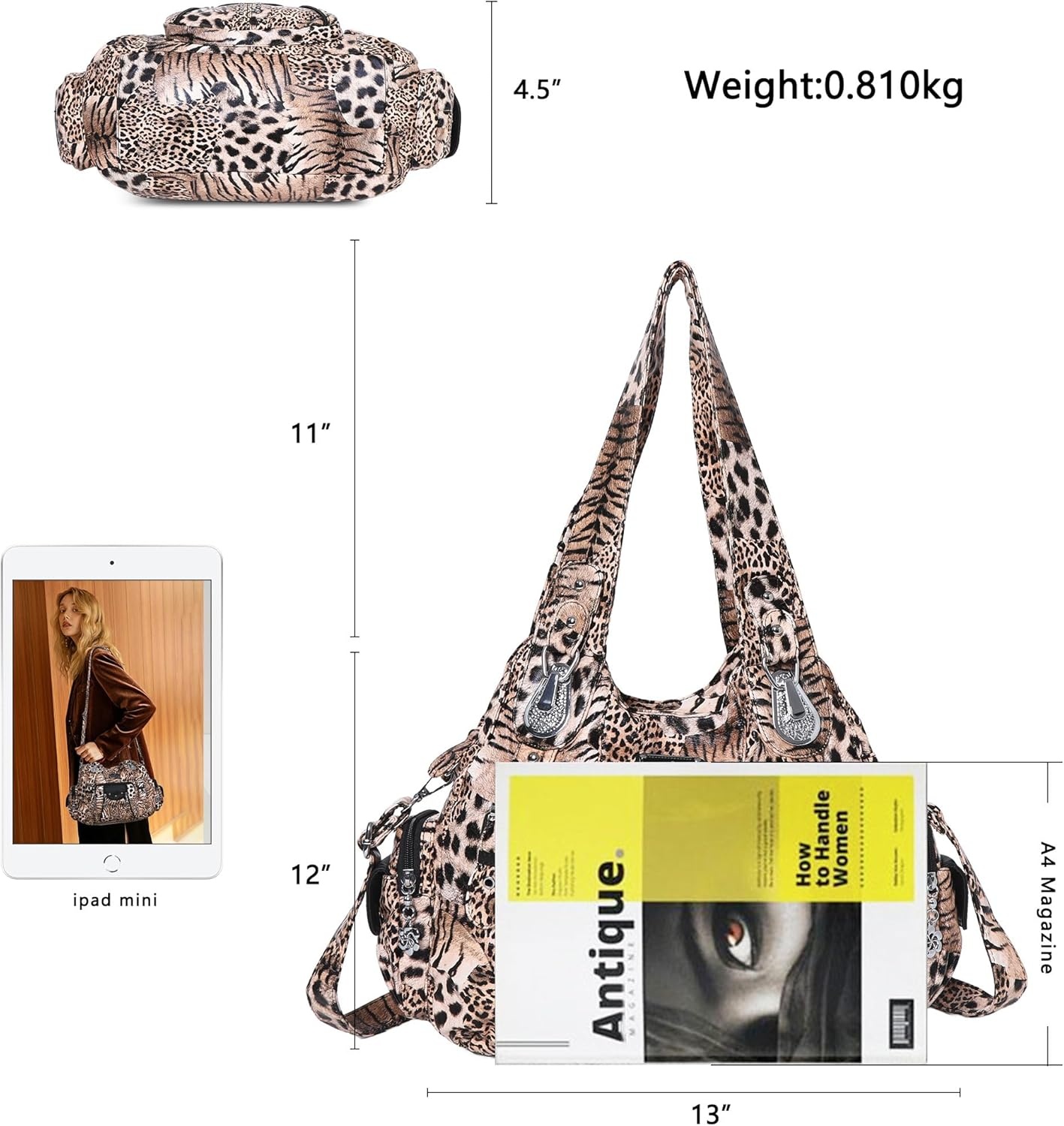 image:imageAngel Kiss Purses for Women Soft PU Leather Large Hobo Bags for Women Shoulder Bag SoftBrown Black