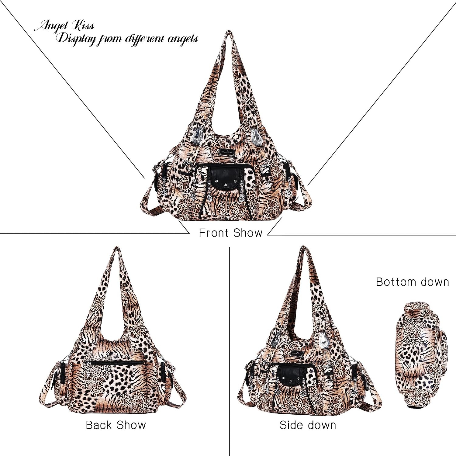 image:imageAngel Kiss Purses for Women Soft PU Leather Large Hobo Bags for Women Shoulder Bag SoftBrown Black