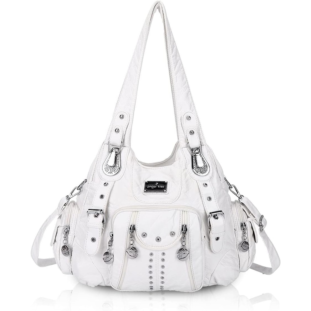 image:imageAngel Kiss Purses for Women Soft PU Leather Large Hobo Bags for Women Shoulder Bag  Soft15825whiteus